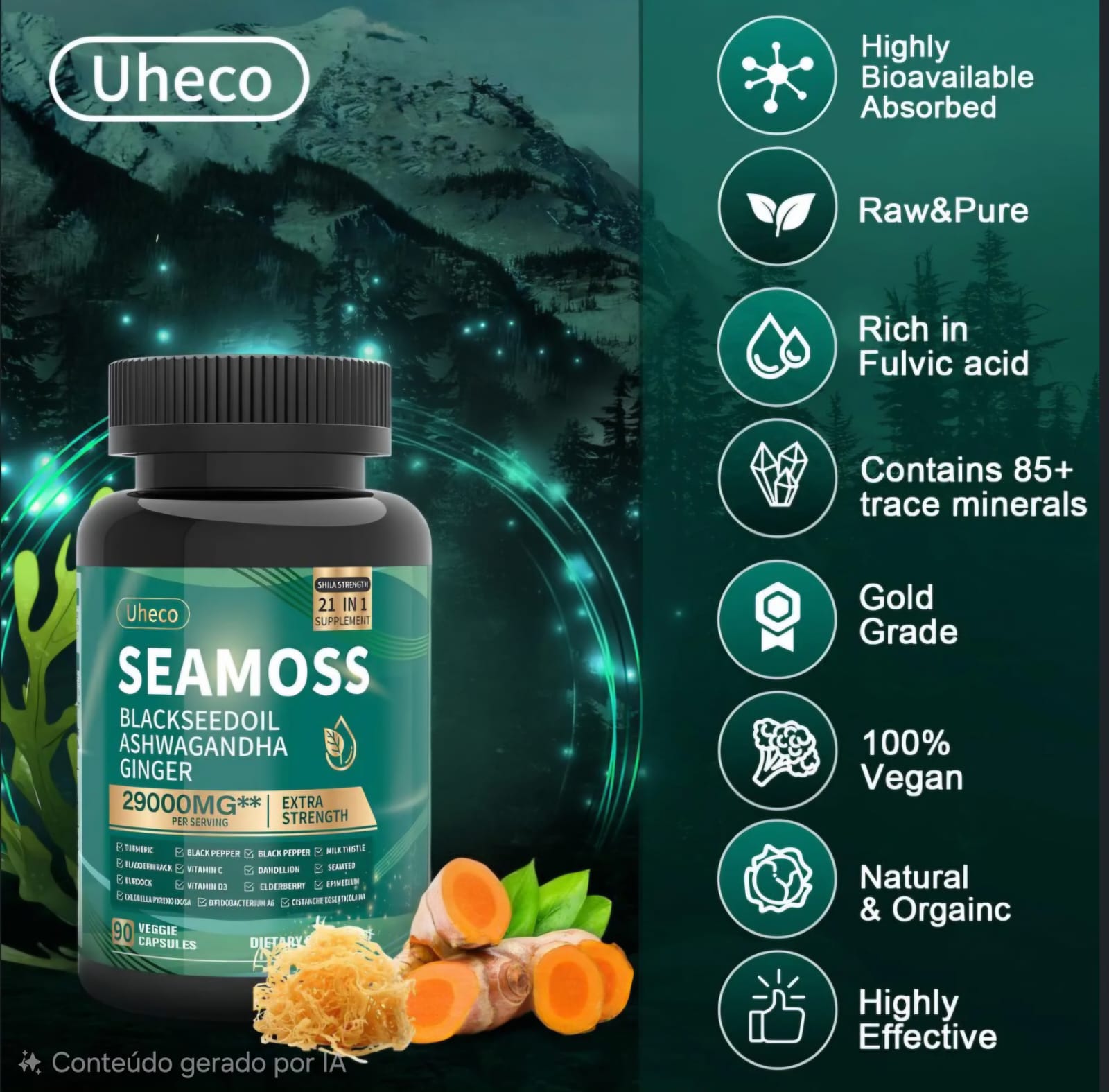 Suplemento Natural 8 em 1 💎 Sea Moss - Ashwagandha