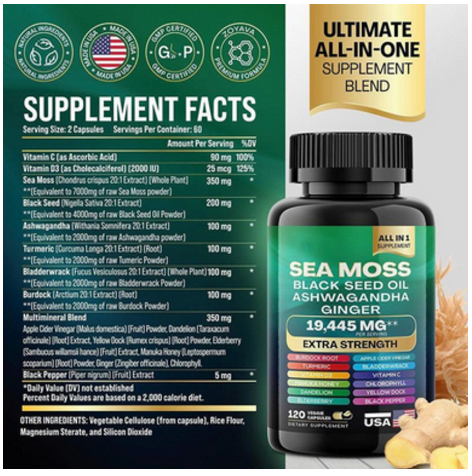 Suplemento Natural 8 em 1 💎 Sea Moss - Ashwagandha