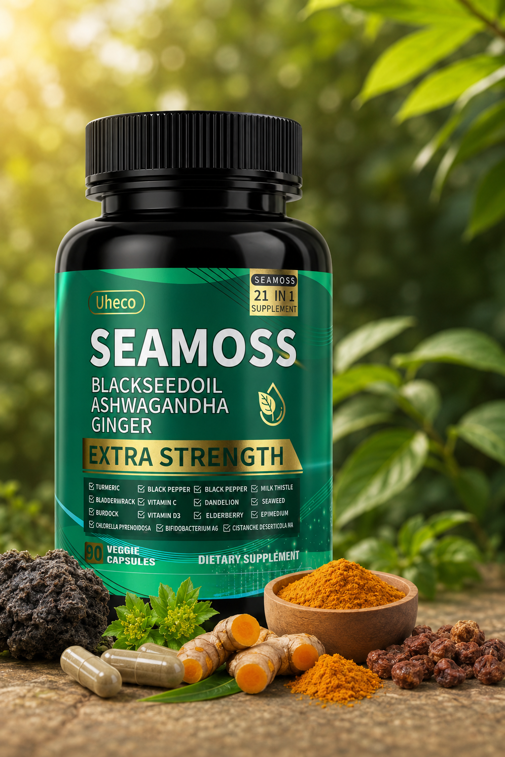 SeaMoss - Ashwagandha 💎 Suplemento Natural 8 em 1