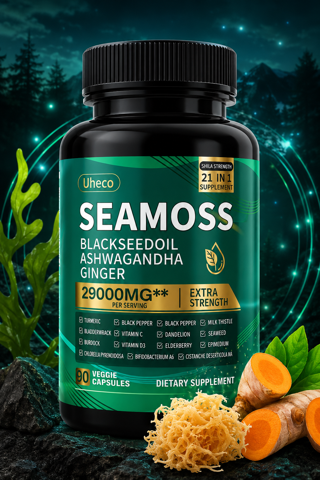 SeaMoss - Ashwagandha 💎 Suplemento Natural 8 em 1