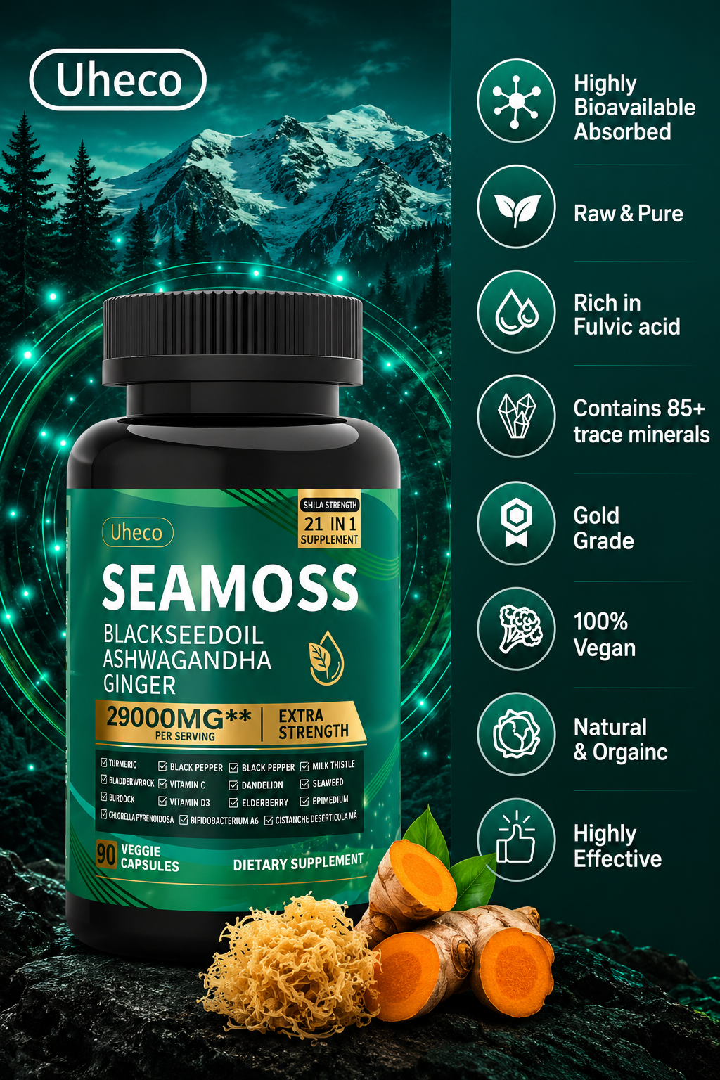 SeaMoss - Ashwagandha 💎 Suplemento Natural 8 em 1